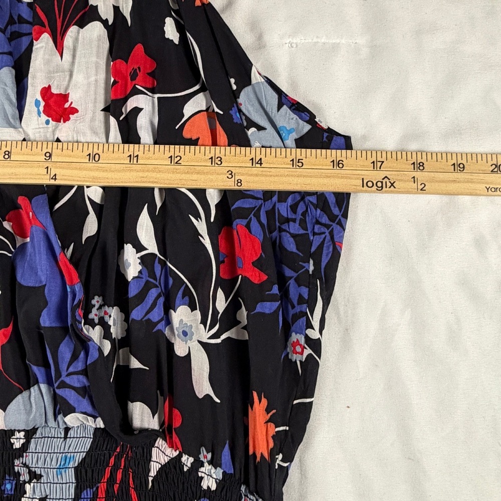 Parker Floral Halter Dress Smocked Waist Ruffle Hem S Feminine Boho Garden Party - Picture 3 of 7